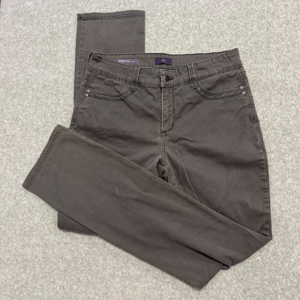 NYDJ Samantha Slim Gray Lift Tuck Technology Straight Leg Pants Womens Size 8